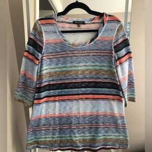 Linea Domani Airy Summer Multicolor Striped Women's Top - Made in Canada -Medium